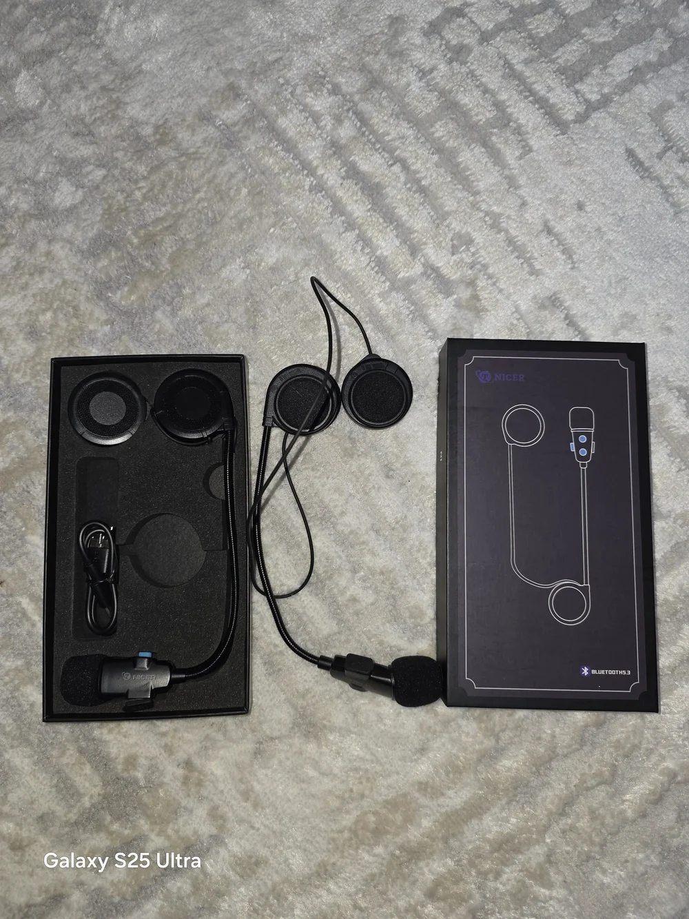 Motorcycle Set Of 2 Black Wireless Bluetooth Helmet Headset with Microphone